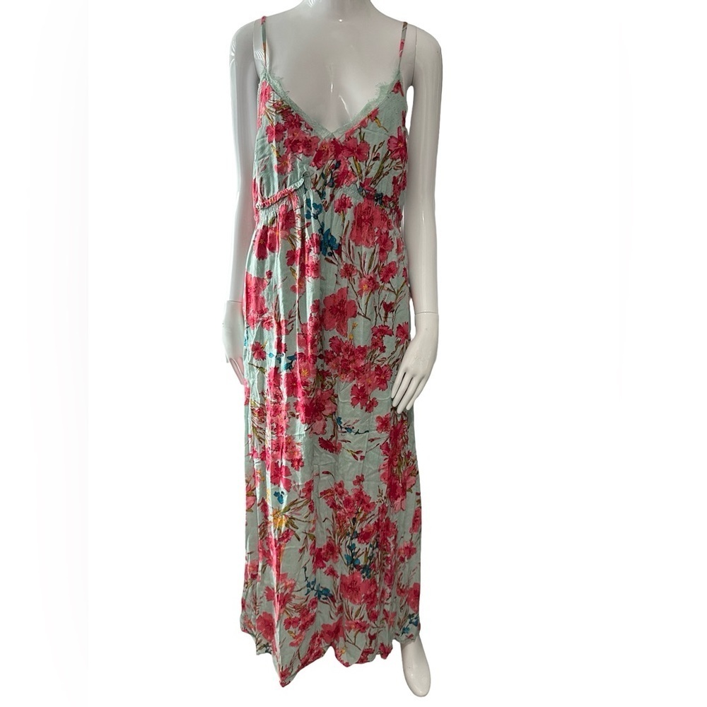 Red and Pink Spaghetti Strap Resort Maxi Dress